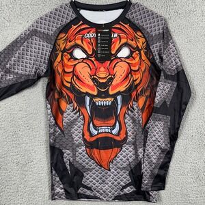 Cody Lundin Shirt Athletic Men Large Gray Tiger Rush Guard Compression Tight NEW